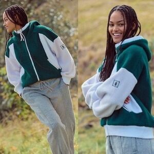 Free People FP Movement Hit the Slopes Hoodie Zip Fleece Sherpa Small